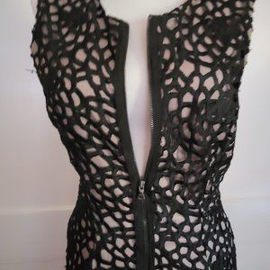 Tahari Black zipper front A-line dress Size 4